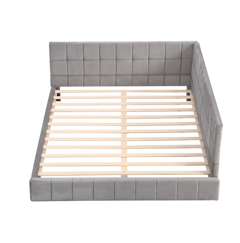 Divano letto 140x200 cm; stile classico; tessuto; grigio (Senza materasso)