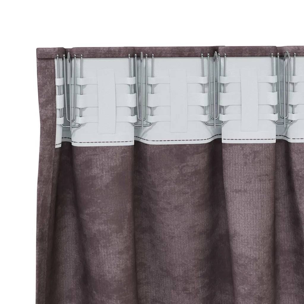 Tende in Velluto con tende 2 pcs Marrone 140 x 140 cm Velluto 4107693