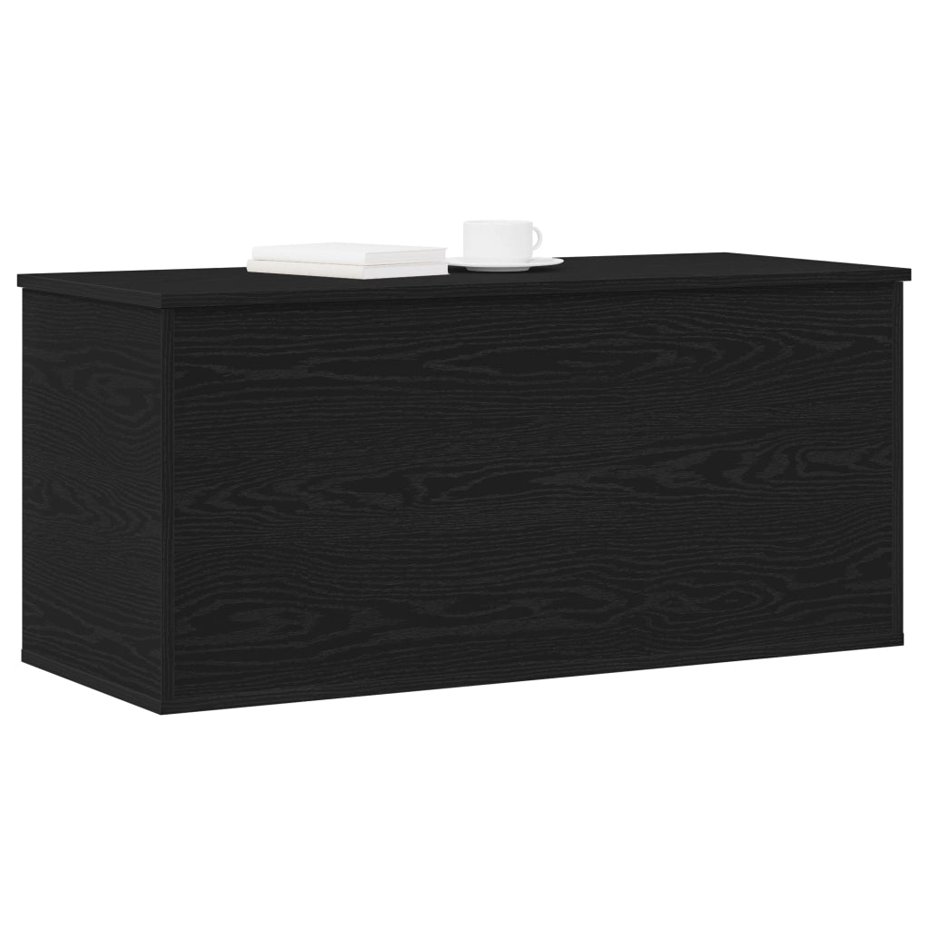 Scatola di stoccaggio  con coperchio in rovere nero 100x42x46 cm in legno ingegnerizzato