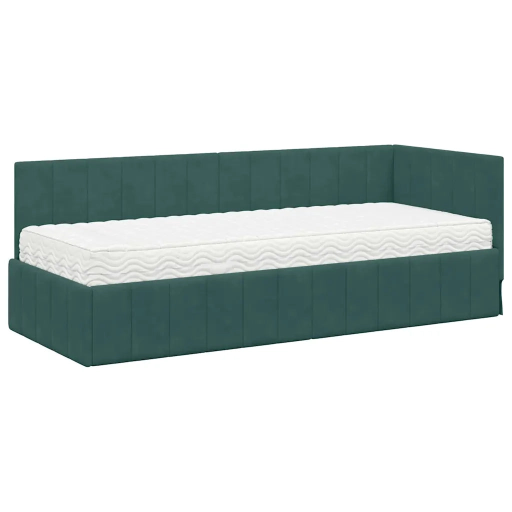 Struttura Letto Angolare con Materasso 2 pcs Verde Velluto 3393840