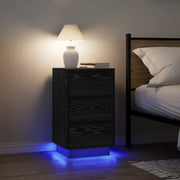 Comodino con Luci LED-Tavolino da notte Nero 38x34x65 cm