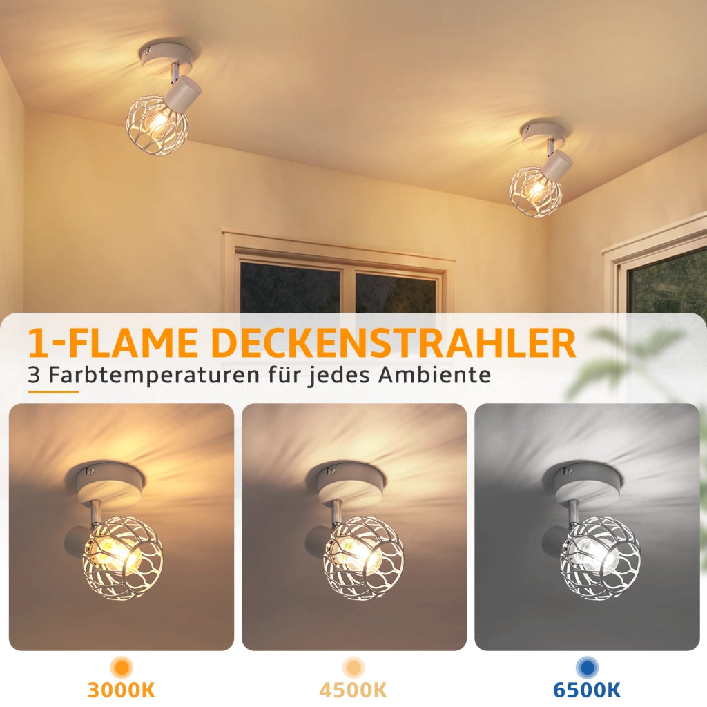 ZMH Faretto da soffitto 1 Luce Grigio E14 Metall Orientabile 350¡ã per Corridoio Cucina Camera Senza Lampadina