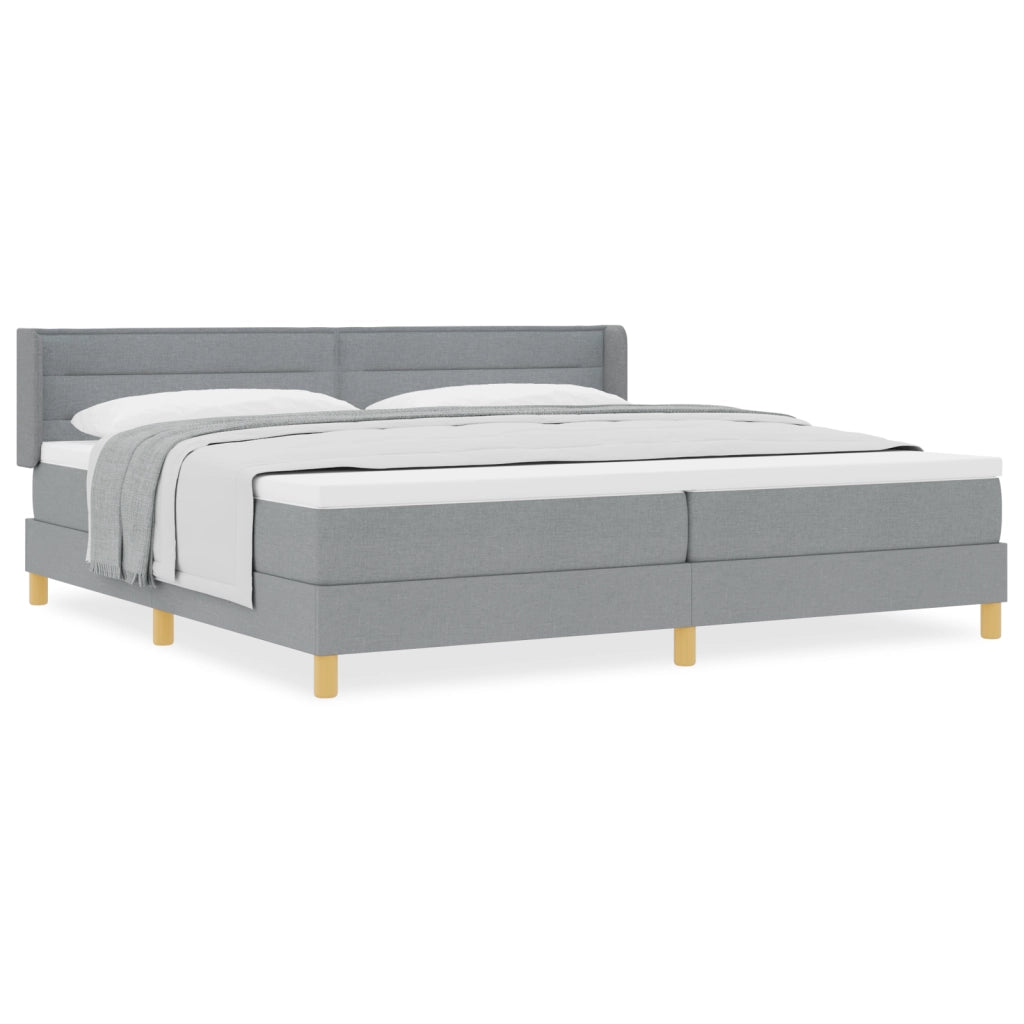 Letto Box Spring con Materasso Grigio Chiaro 200x200 cm Tessuto