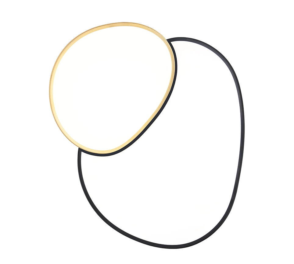Plafoniera LED forma organica, metallo, nero e oro, L 77 cm, Rise