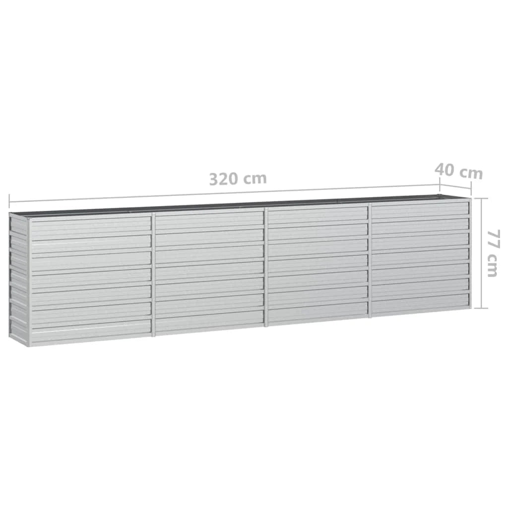 Fioriera rialzata per piante fiori patio giardino 320 x 40 x 77 cm acciaio zincato argento 02_0039431