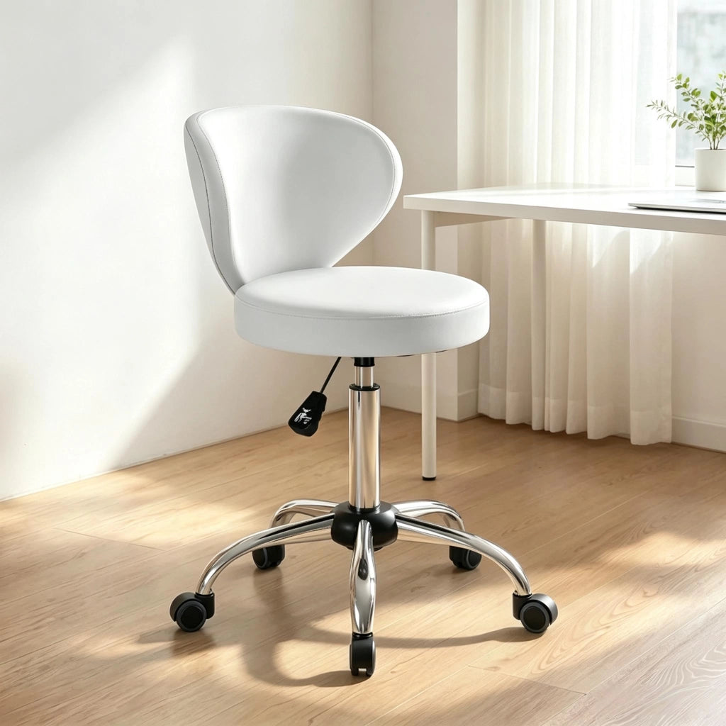 Sgabello con ruote, sgabello massaggiante in PU girevole a 360¡ã con altezza regolabile da 73 a 88 cm e schienale