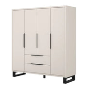 Armadio MILOS 4 porte cachemire con 2 cassetti e maniglie in metallo 191 cm