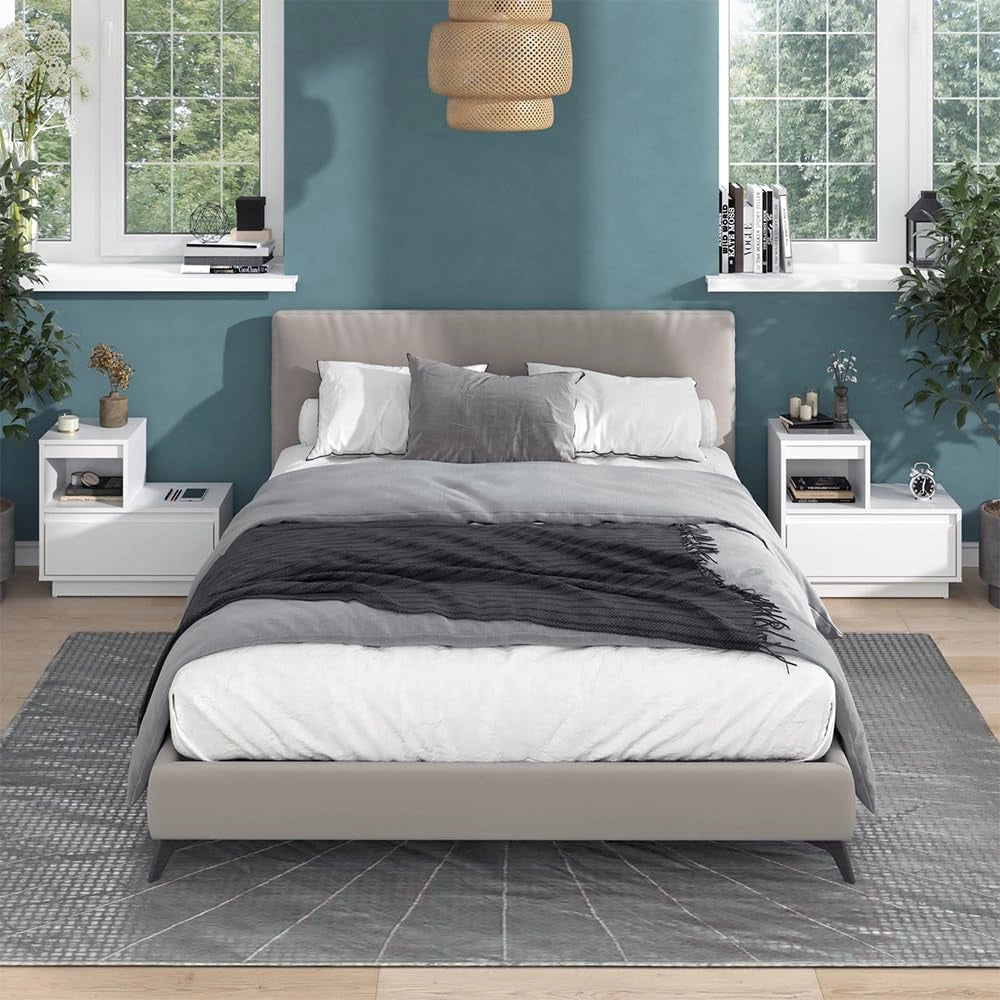 Comodino Tina, Bianco, 59.4 x 53.2 cm Set di 2