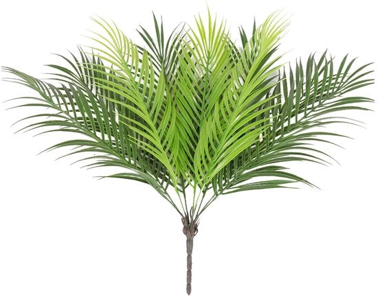 2 pezzi di piante artificiali di palma, foglie di pianta tropicale in plastica, palma verde artificiale, palma 50 cm alta per decorazioni floreali, jungle party, decorazioni di foglie di palma