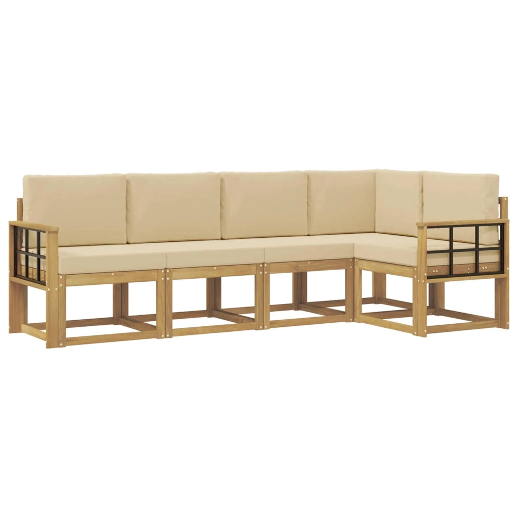 Set di divani da esterno 5 pz Bianco e Beige 3387642