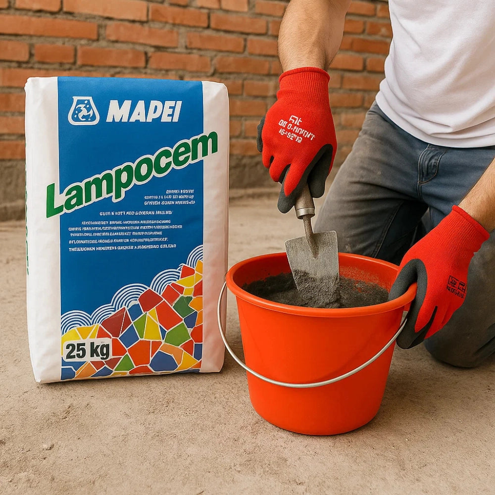Kit ancoraggi rapidi riparazioni cemento rapido 25 kg guanti xl secchio d 36 cm