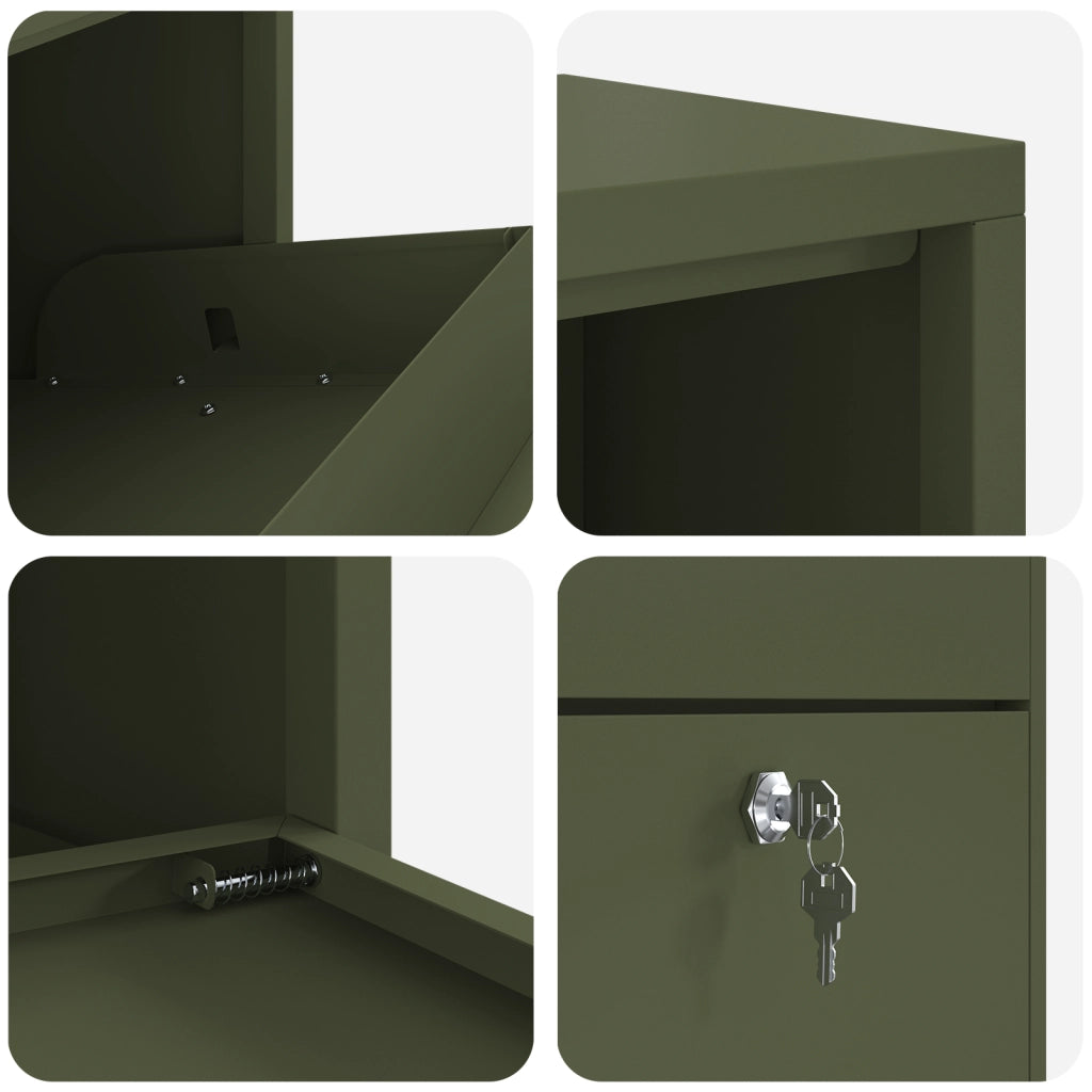 Cassetta Postale Verde Oliva 44x22x82 cm Acciaio