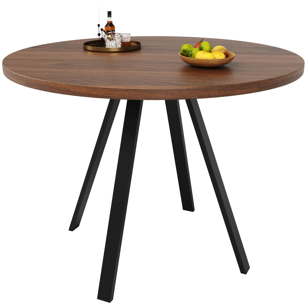 Tavolo da pranzo rotondo con 4 sedie in velluto, piano in MDF e gambe in metallo, per cucina e sala da pranzo