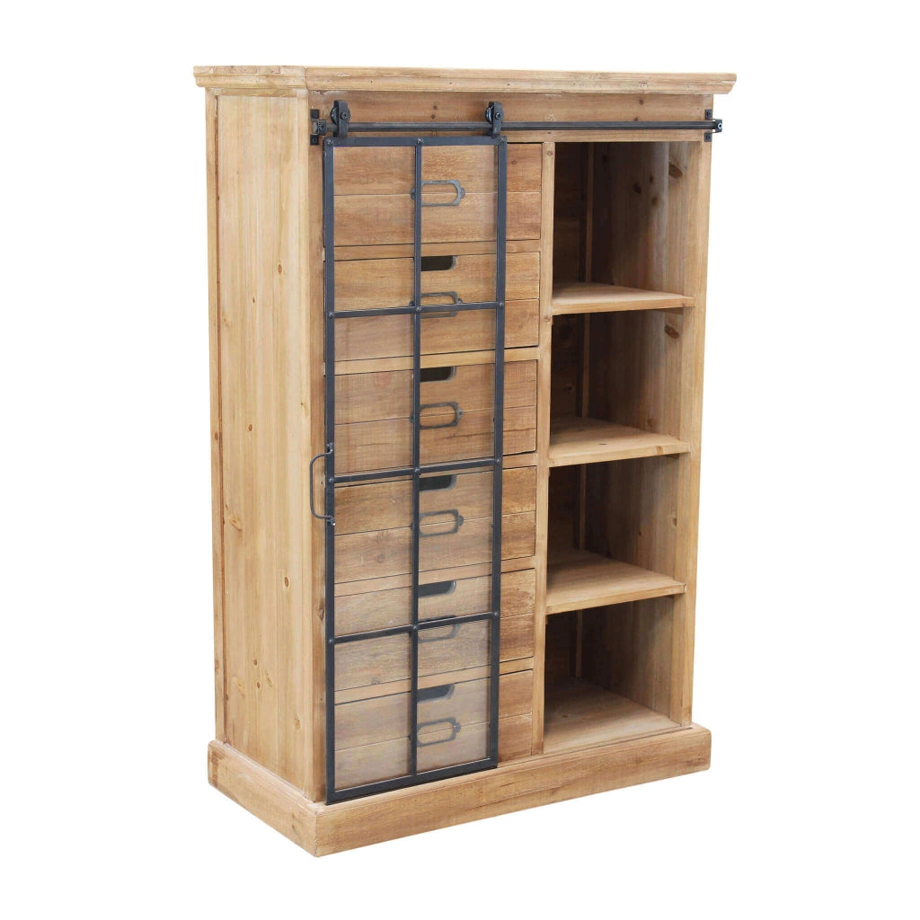 MOBILE CLAUDIUS CON ANTA SCORREVOLE E CASSETTI IN LEGNO 82 X 39,5 X H123 CM