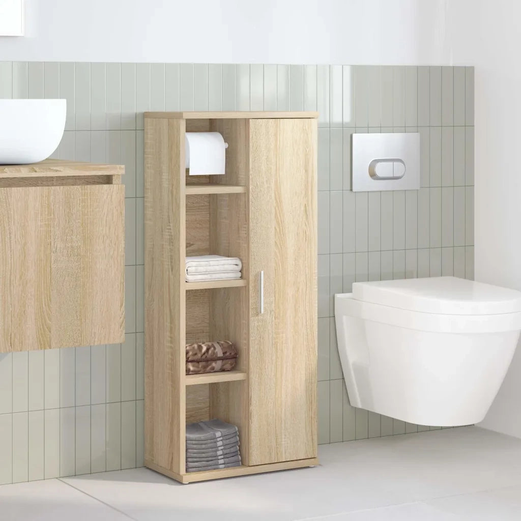 Mobile da Bagno | Armadio da bagno con Portarotolo Rovere Sonoma 39x22x90 cm