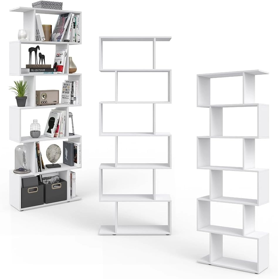 Divisorio per ambienti Levio, Bianco, 70 x 192.2 cm, per una suddivisione flessibile degli spazi in forma a Z, posizionabile su entrambi i lati
