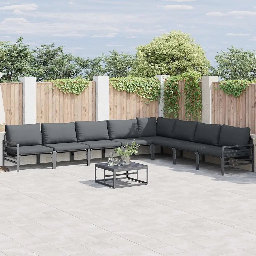 vidaXL Set Divano da Giardino 9 pcs Antracite Acciaio