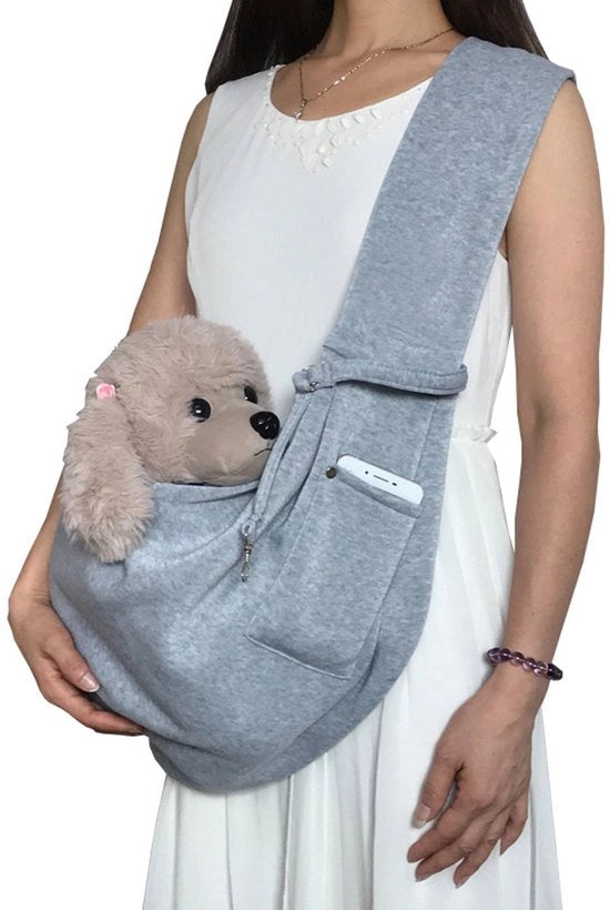 Zak da donna per cani fino a 10kg - Tasca per cani con cinturone regolabile - Adatta per piccoli cani e gatti - Bagaglio portatile - Cinturone di 12 cm per ridurre la pressione e rendere più facile il trasporto - Grigio 38x70
