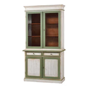 Cristalliera in legno laccato bicolore finitura cerato bianco-verde misura l.105 p.42 h.205 - Mobili 2G