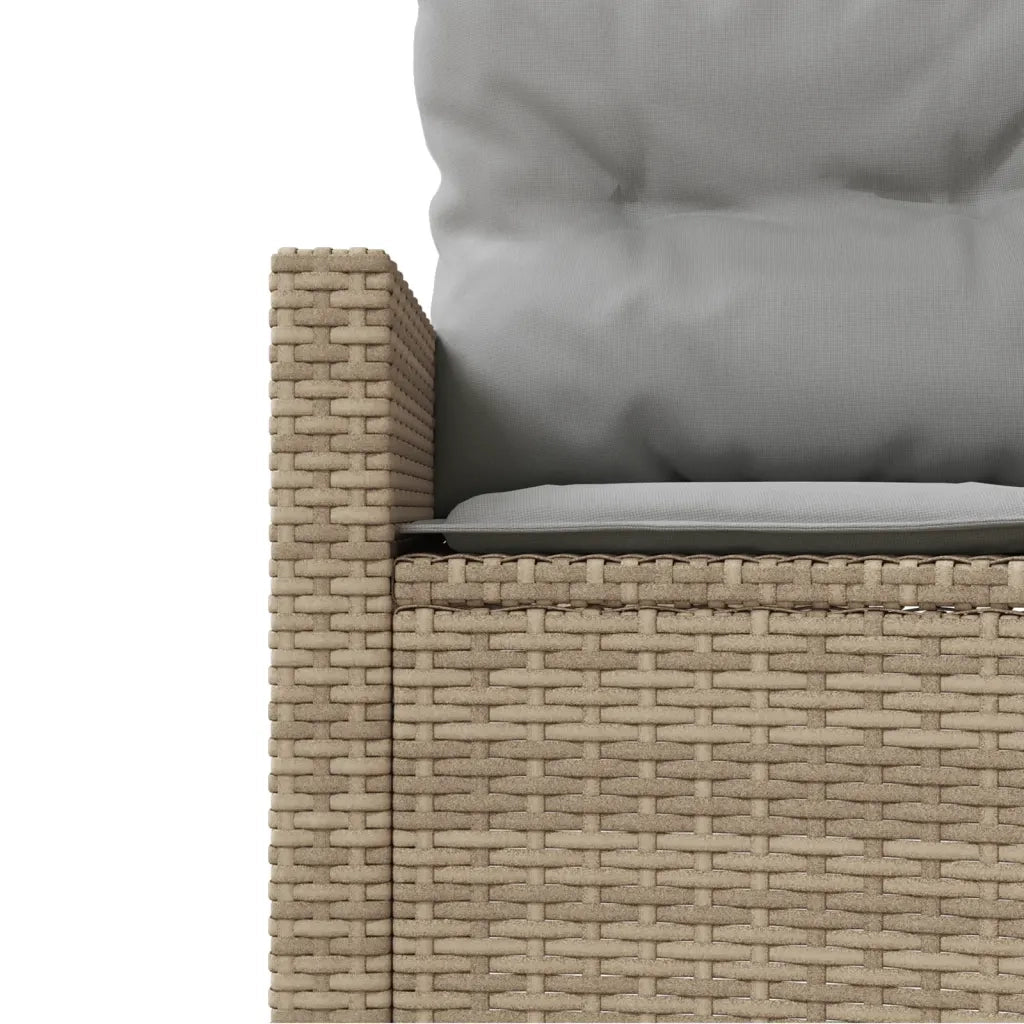 vidaXL Divano Giardino Tavolo e Cuscini Semicircolare Beige Polyrattan