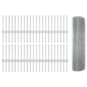 Recinzione in Filo Saldato con 44 Post U Argento 0.4x100 m Acciaio