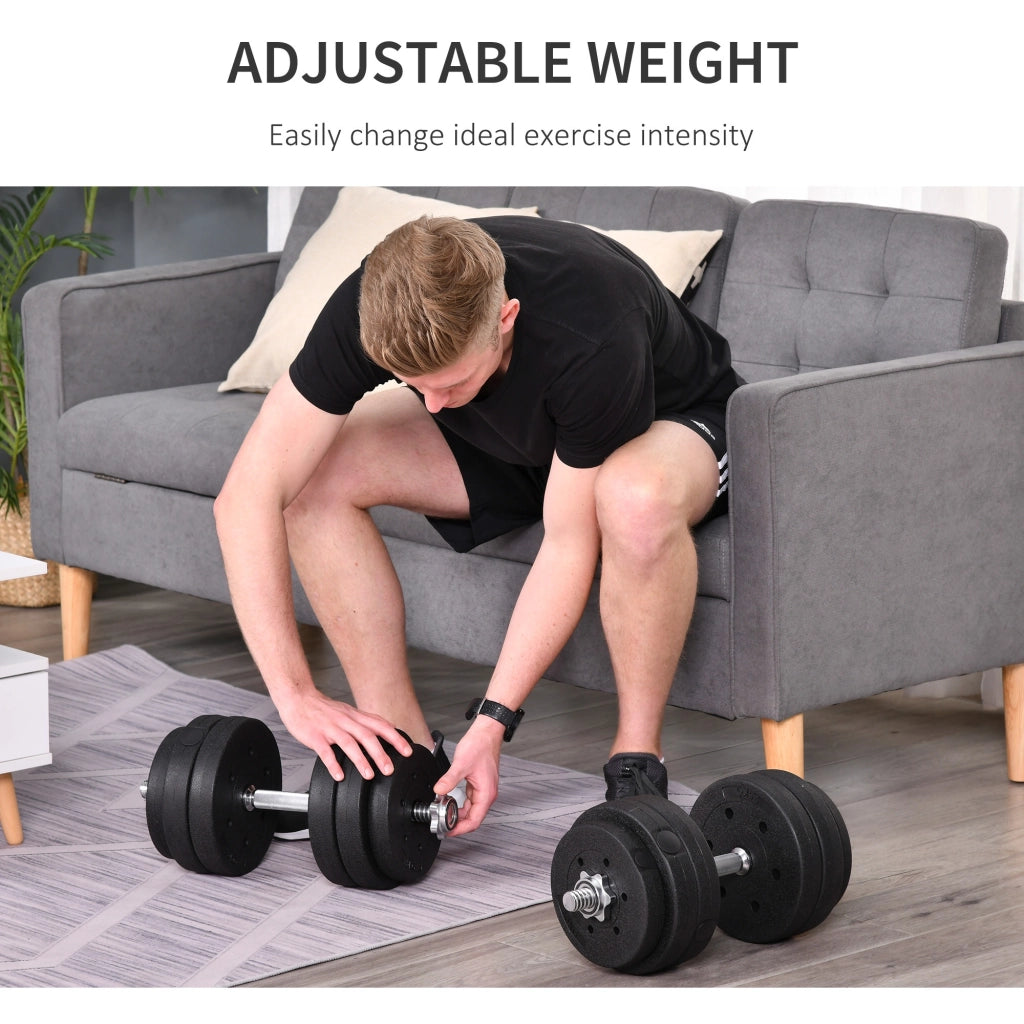 SET DI 2 MANUBRI PESI DA 30KG TOTALI CON 12 DISCHI IN ACCIAIO E PLASTICA PER ALLENAMENTO A CASA