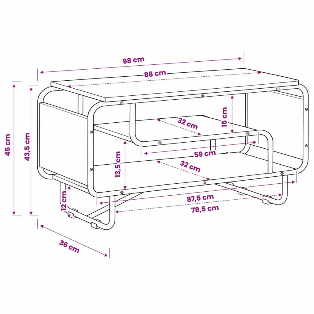 Supporto TV 98 x 36 x 45 cm Sonoma grigio Legno ingegnerizzato 8007861