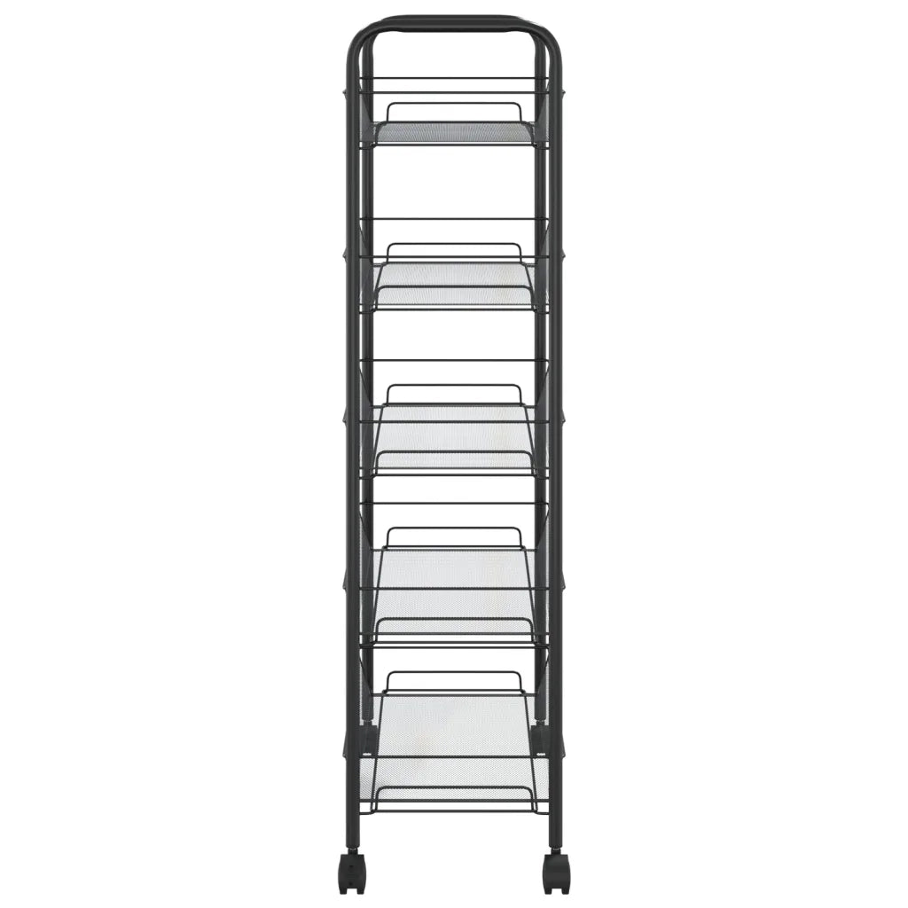 Carrello da Cucina con 5 Ripiani Nero 46x26x105 cm in Ferro cod mxl 64172