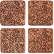 Sottoscala con mappa di Sapele, 4 pezzi, con mappa urbana, diverse città opzionale, manufatto a mano
