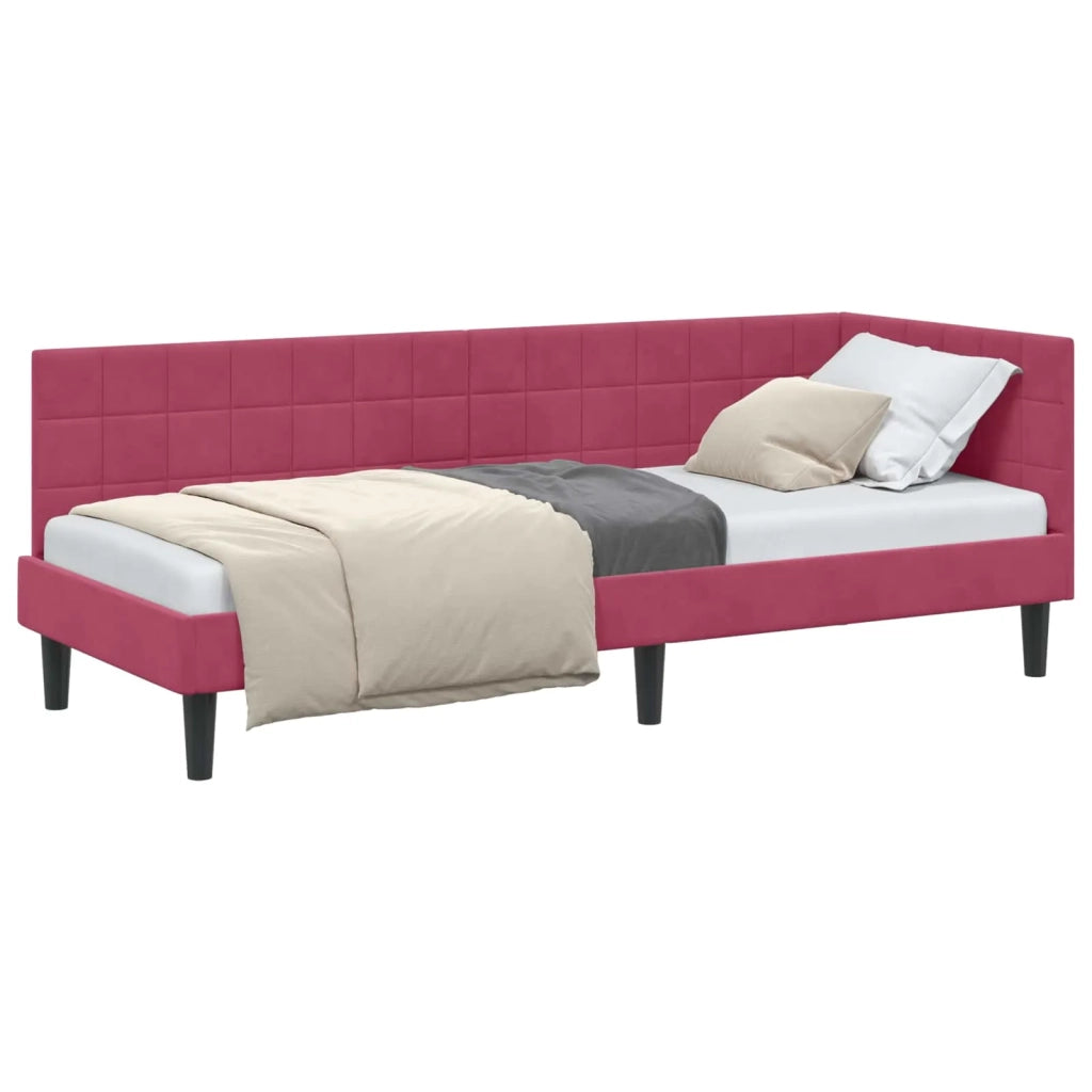 Cornice del letto ad angolo Rosso Vino 80 cm x 200 cm Velluto