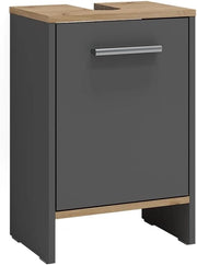 Mobile sottolavabo per bagno Karli, Antracite/quercia dorata, 38.2 x 57 cm con la porta