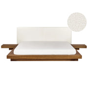 Letto stile Giapponese moderno 180 x 200 cm Comodini Laterali Testiera Boucle Legno chiaro