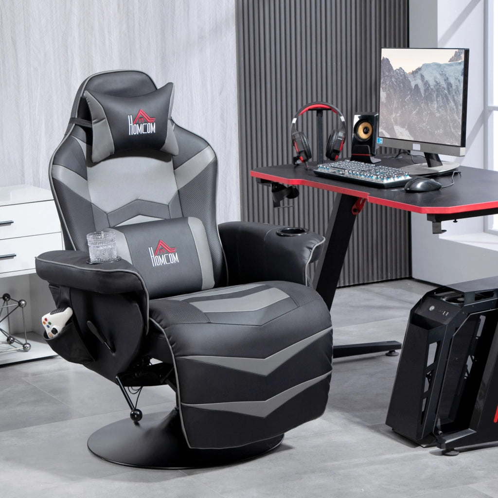 Poltrona Gaming Massaggiante Reclinabile ¨C Xylo ¨C Similpelle Grigio con Poggiapiedi