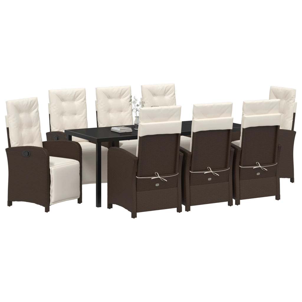 Set da Pranzo per Giardino  con Cuscini Marrone in Polyrattan