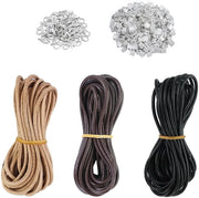 Cordone in pelle 5 m x 2 mm - Set di 3 rotoli - Pelle di alta qualità - Per accessori - Fai da te - Cordone per accessori - Flessibile e duraturo - Cordone per accessori