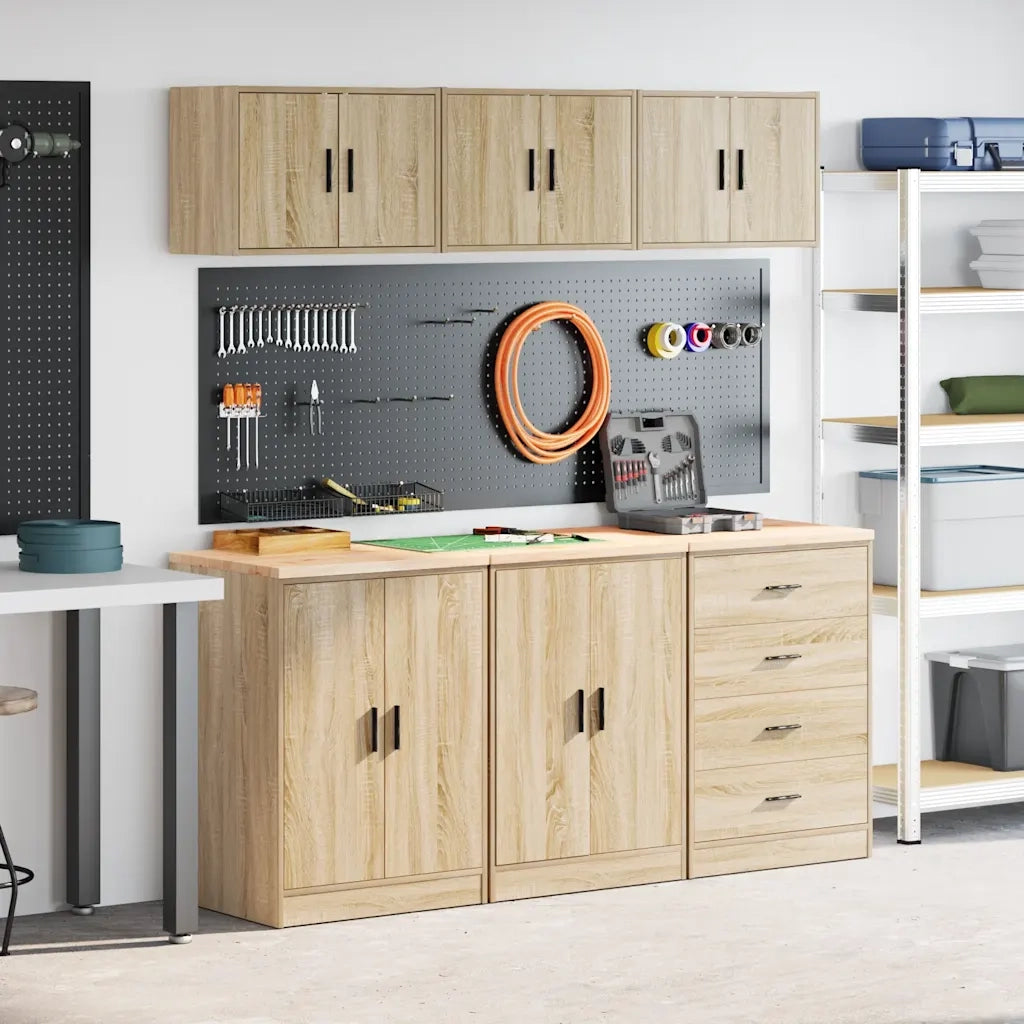 Armadi da Garage 6 pz Rovere Sonoma in Legno Multistrato 3328343