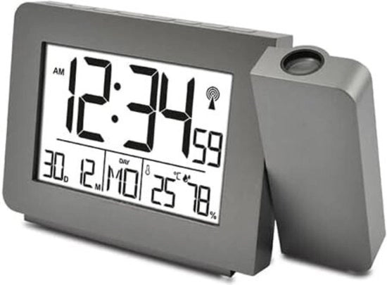 Radio da Sveglia con Proiezione - Alarme Digitale - Orologio Digitale - Grigio