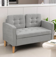 Divano 2 posti 117x62x78 cm grigio chiaro in velluto con vano contenitore
