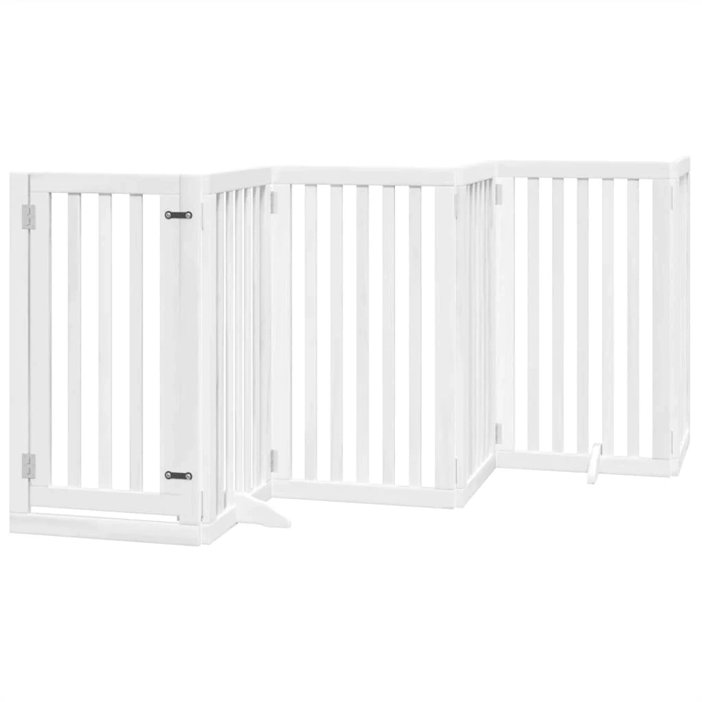 Cancelletto di sicurezza per animali domestici porta pieghevole 9 pannelli legno di pioppo bianco 02_0023289