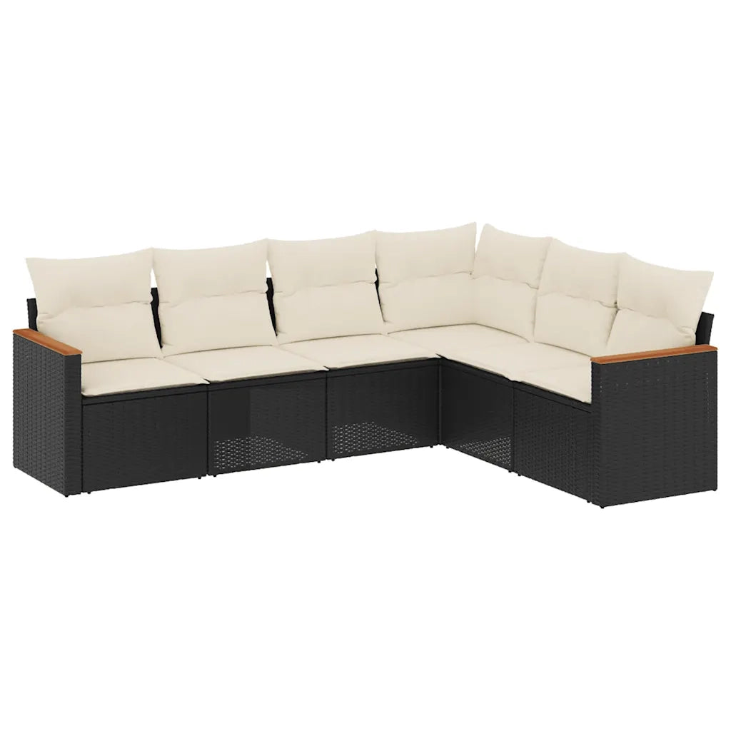 Set Divano da Giardino 6 pz con Cuscini Nero in Polyrattancod mxl 88316