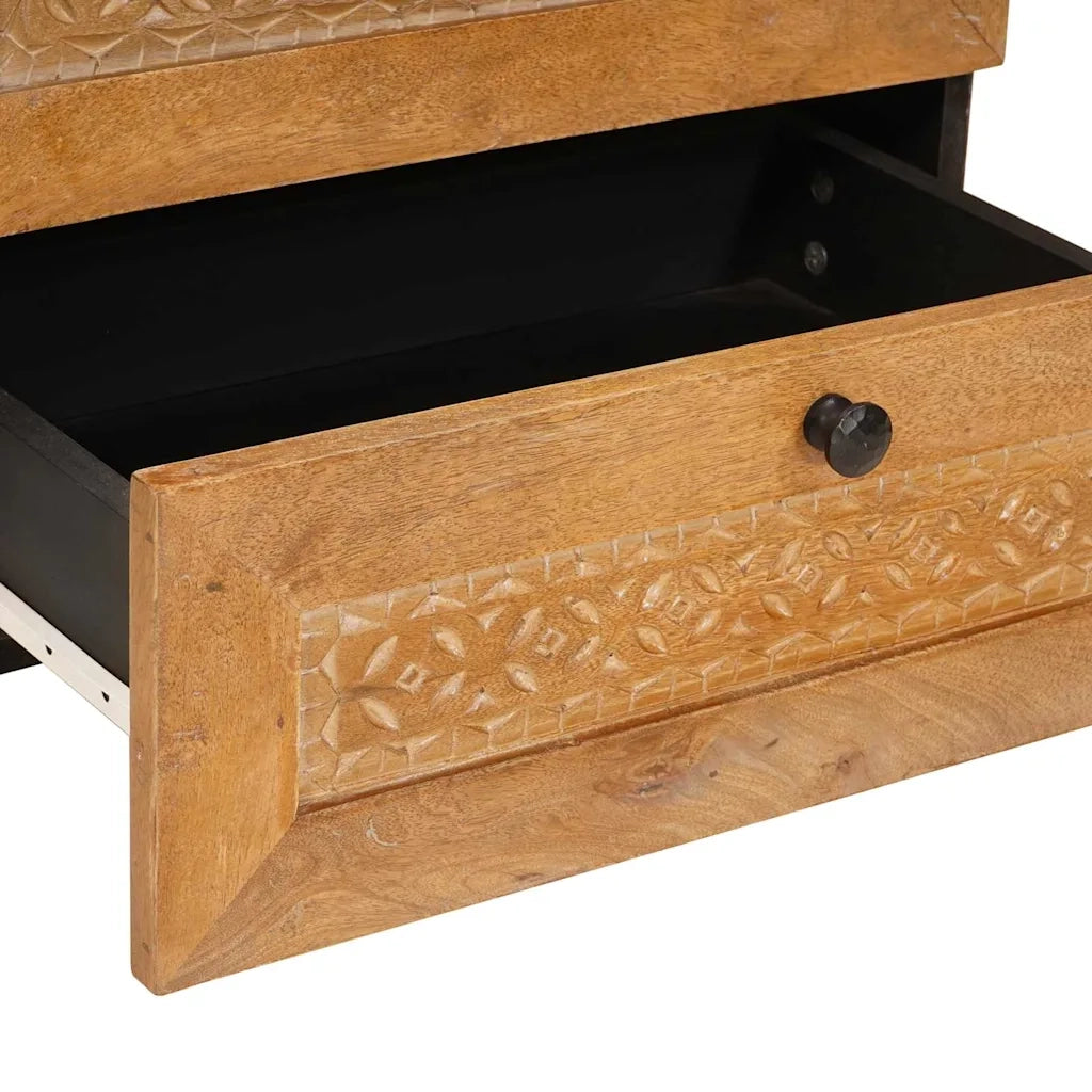 vidaXL Comodino Marrone chiaro 50 x 33 x 60 cm legno massello di mango