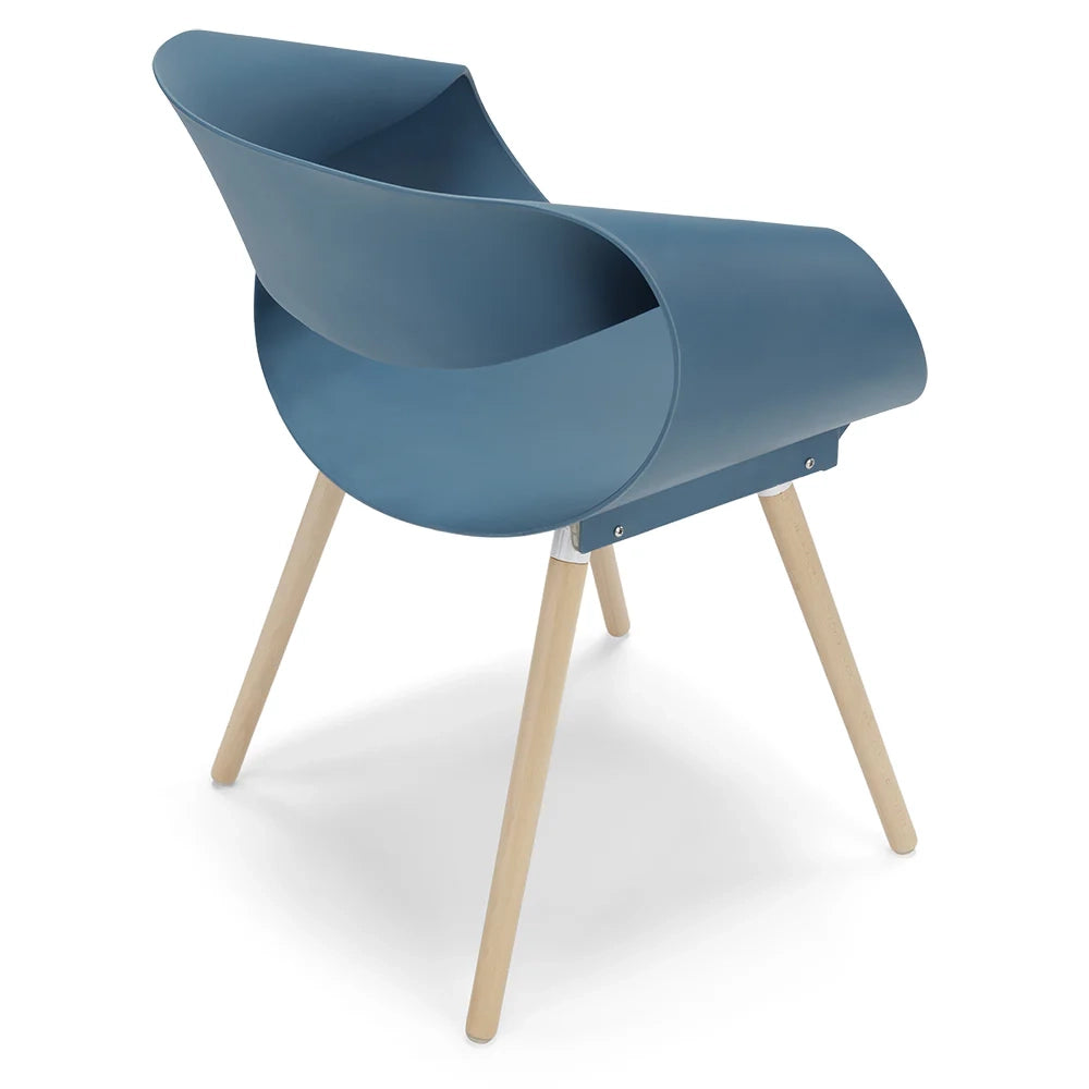Sedia in polipropilene DILETTA con gambe in faggio, resistente ai raggi UV, design moderno, ideale per sala da pranzo, cucina, sala d’attesa, bar, ristoranti, colore Petrolio