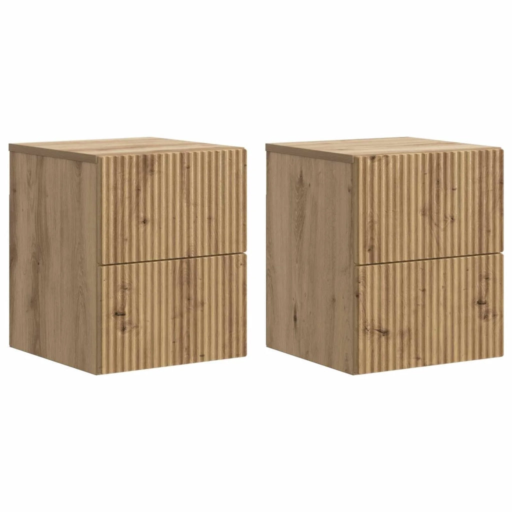 Mobiletto da notte a muro con cassetto 2 pcs Rovere Artigianale