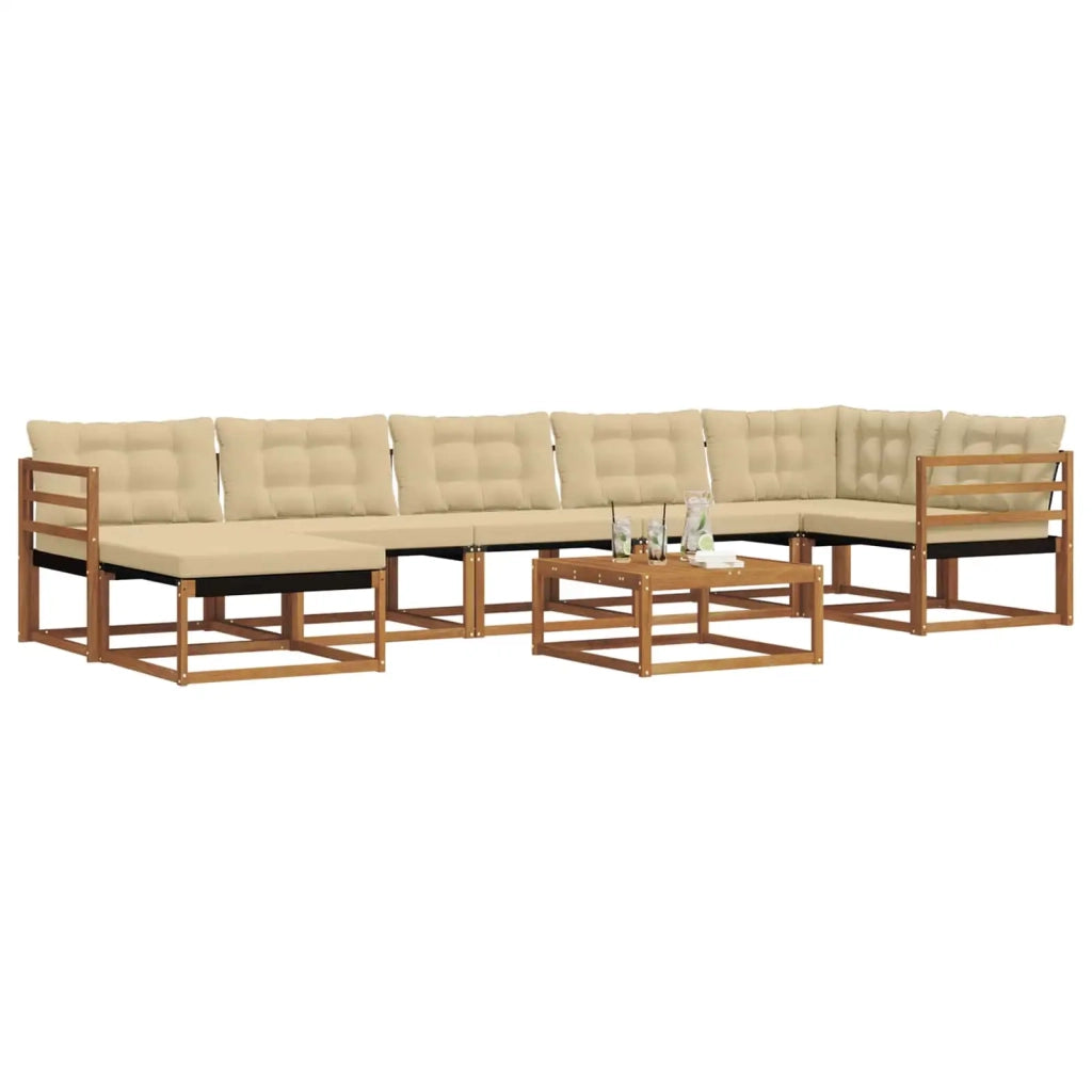 Set di divani da esterno con cuscino 22 pcs Naturale e Beige
