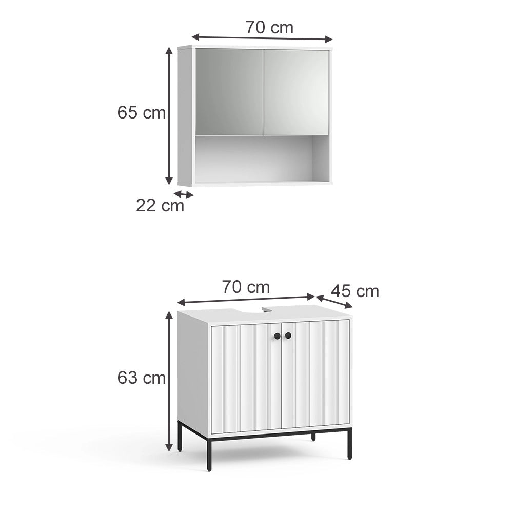 Vicco Set di mobili da bagno Ondulazione bianca 2 parti