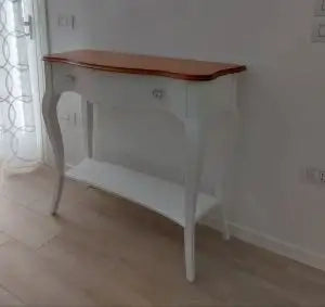 Consolle Lolla in legno Shabby chic bianco opaco/ciliegio