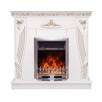 Camino Elettrico da Pavimento 103,5x110x30 cm Effetto Fiamma 2000W Napoli & Galileo Silver Bianco