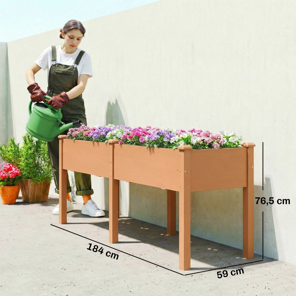 Tavolo da pranzo in legno di acacia 6 posti rettangolare ¨C zephmum ¨C marrone 184x59x76,5 cm