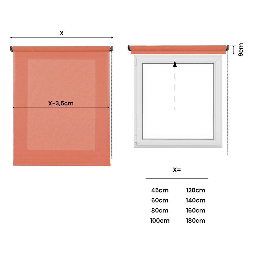 Tenda a Rullo Filtrante, Tenda Avvolgibile Traslucida Liscia Per Finestre e Porte Corallo 45x180 cm