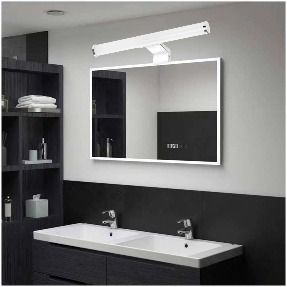 Trade Shop - Lampada Led Da Specchio Bagno Tondo Doppia Istallazione 9w Luce 4000k Ip44 Argento 600pc-an -